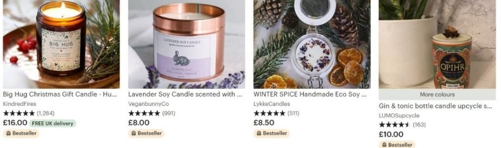 best things to sell on etsy, candles