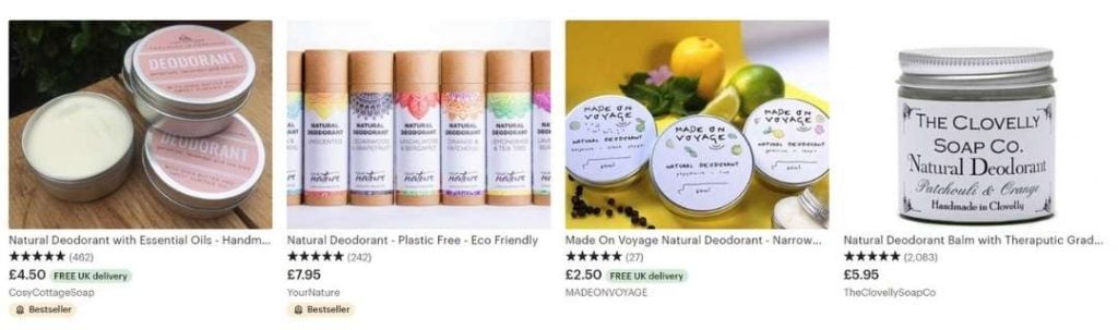 natural cosmetics that sell on etsy really well