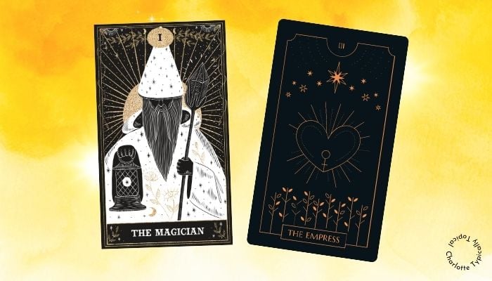 spiritual symbolism of numbers 1 and 3 showing Magician and Empress card